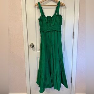 Kelly green tiered cotton dress